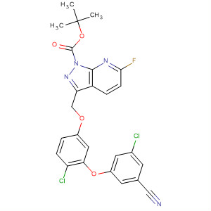 920036-32-4  1H-Pyrazolo[3,4-b]pyridine-1-carboxylic acid,3-[[4-chloro-3-(3-chloro-5-cyanophenoxy)phenoxy]methyl]-6-fluoro-,1,1-dimethylethyl ester