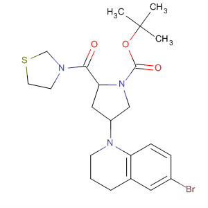 920274-98-2  1-Pyrrolidinecarboxylic acid,4-(6-bromo-3,4-dihydro-1(2H)-quinolinyl)-2-(3-thiazolidinylcarbonyl)-,1,1-dimethylethyl ester, (2S,4S)-