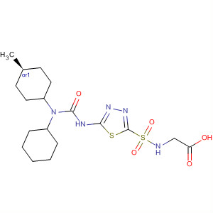 920280-28-0  Glycine,N-[[5-[[[cyclohexyl(trans-4-methylcyclohexyl)amino]carbonyl]amino]-1,3,4-thiadiazol-2-yl]sulfonyl]-