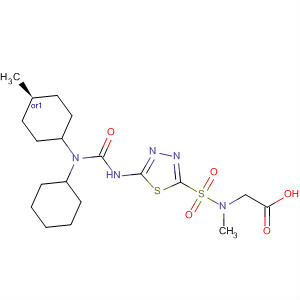 920280-29-1  Glycine,N-[[5-[[[cyclohexyl(trans-4-methylcyclohexyl)amino]carbonyl]amino]-1,3,4-thiadiazol-2-yl]sulfonyl]-N-methyl-