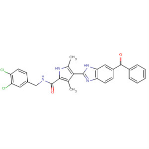 920286-32-4  1H-Pyrrole-2-carboxamide,4-(6-benzoyl-1H-benzimidazol-2-yl)-N-[(3,4-dichlorophenyl)methyl]-3,5-dimethyl-