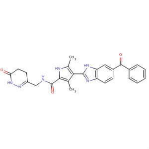 920286-35-7  1H-Pyrrole-2-carboxamide,4-(6-benzoyl-1H-benzimidazol-2-yl)-3,5-dimethyl-N-[(1,4,5,6-tetrahydro-6-oxo-3-pyridazinyl)methyl]-