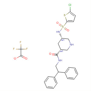 920291-98-1  3-Piperidinecarboxamide,5-[[(5-chloro-2-thienyl)sulfonyl]amino]-N-(2,2-diphenylethyl)-,(3R,5S)-rel-, 2,2,2-trifluoroacetate (1:1)
