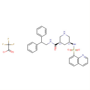 920292-01-9  3-Piperidinecarboxamide,N-(2,2-diphenylethyl)-5-[(8-quinolinylsulfonyl)amino]-, (3R,5S)-rel-,2,2,2-trifluoroacetate (1:1)