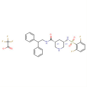 920292-46-2  3-Piperidinecarboxamide,5-[[(2,6-difluorophenyl)sulfonyl]amino]-N-(2,2-diphenylethyl)-,(3R,5S)-rel-, 2,2,2-trifluoroacetate (1:1)