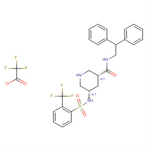 920292-55-3  3-Piperidinecarboxamide,N-(2,2-diphenylethyl)-5-[[[2-(trifluoromethyl)phenyl]sulfonyl]amino]-,(3R,5S)-rel-, 2,2,2-trifluoroacetate (1:1)