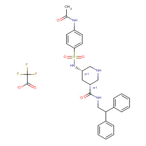 920292-58-6  3-Piperidinecarboxamide,5-[[[4-(acetylamino)phenyl]sulfonyl]amino]-N-(2,2-diphenylethyl)-,(3R,5S)-rel-, 2,2,2-trifluoroacetate (1:1)