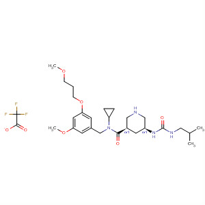 920294-39-9  3-Piperidinecarboxamide,N-cyclopropyl-N-[[3-methoxy-5-(3-methoxypropoxy)phenyl]methyl]-5-[[[(2-methylpropyl)amino]carbonyl]amino]-, (3R,5S)-rel-,2,2,2-trifluoroacetate (1:1)