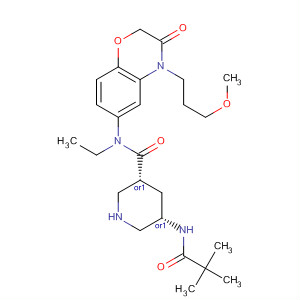 920294-65-1  3-Piperidinecarboxamide,N-[3,4-dihydro-4-(3-methoxypropyl)-3-oxo-2H-1,4-benzoxazin-6-yl]-5-[(2,2-dimethyl-1-oxopropyl)amino]-N-ethyl-, (3R,5S)-rel-