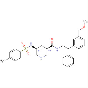 920294-72-0  3-Piperidinecarboxamide,N-[2-[3-(methoxymethyl)phenyl]-2-phenylethyl]-5-[[(4-methylphenyl)sulfonyl]amino]-, (3R,5S)-rel-