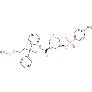 920294-86-6  3-Piperidinecarboxamide,N-(5-methoxy-2,2-diphenylpentyl)-5-[[(4-methylphenyl)sulfonyl]amino]-,(3R,5S)-rel-