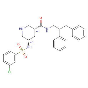 920294-92-4  3-Piperidinecarboxamide,5-[[(3-chlorophenyl)sulfonyl]amino]-N-(2,3-diphenylpropyl)-, (3R,5S)-rel-