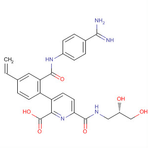 918407-33-7  2-Pyridinecarboxylic acid,3-[2-[[[4-(aminoiminomethyl)phenyl]amino]carbonyl]-4-ethenylphenyl]-6-[[[(2S)-2,3-dihydroxypropyl]amino]carbonyl]-
