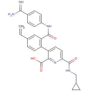 918407-34-8  2-Pyridinecarboxylic acid,3-[2-[[[4-(aminoiminomethyl)phenyl]amino]carbonyl]-4-ethenylphenyl]-6-[[(cyclopropylmethyl)amino]carbonyl]-