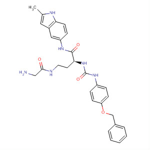 918435-03-7  Butanamide,4-[(2-aminoacetyl)amino]-N-(2-methyl-1H-indol-5-yl)-2-[[[[4-(phenylmethoxy)phenyl]amino]carbonyl]amino]-, (2S)-