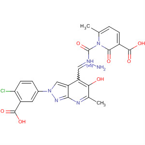 918441-31-3  3-Pyridinecarboxylic acid, 1,2-dihydro-6-methyl-2-oxo-,2-[[2-(3-carboxy-4-chlorophenyl)-5-hydroxy-6-methyl-2H-pyrazolo[3,4-b]pyridin-4-yl]methylene]hydrazide