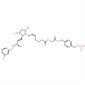 918449-53-3  Glycine,N-[(5Z)-7-[(1R,2R,3R,5S)-2-[(1E,3R)-4-(3-chlorophenoxy)-3-hydroxy-1-buten-1-yl]-3,5-dihydroxycyclopentyl]-1-oxo-5-hepten-1-yl]-,[4-[(nitrooxy)methyl]phenyl]methyl ester