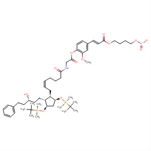 918451-26-0  2-Propenoic acid,3-[4-[[2-[[(5Z)-7-[(1R,2R,3R,5S)-3,5-bis[[(1,1-dimethylethyl)dimethylsilyl]oxy]-2-[(3R)-3-hydroxy-5-phenylpentyl]cyclopentyl]-1-oxo-5-hepten-1-yl]amino]acetyl]oxy]-3-methoxyphenyl]-, 4-(nitrooxy)butyl ester, (2E)-
