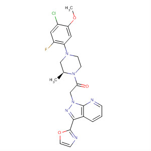 918483-58-6  Ethanone,1-[(2S)-4-(4-chloro-2-fluoro-5-methoxyphenyl)-2-methyl-1-piperazinyl]-2-[3-(2-oxazolyl)-1H-pyrazolo[3,4-b]pyridin-1-yl]-