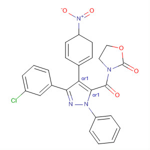 918497-39-9  2-Oxazolidinone,3-[[(4R,5S)-3-(3-chlorophenyl)-4,5-dihydro-4-(4-nitrophenyl)-1-phenyl-1H-pyrazol-5-yl]carbonyl]-, rel-