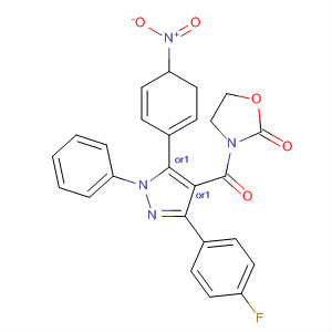 918497-50-4  2-Oxazolidinone,3-[[(4R,5S)-3-(4-fluorophenyl)-4,5-dihydro-5-(4-nitrophenyl)-1-phenyl-1H-pyrazol-4-yl]carbonyl]-, rel-