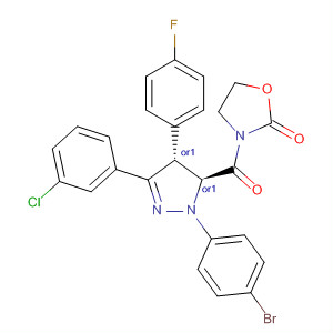 918497-82-2  2-Oxazolidinone,3-[[(4R,5S)-1-(4-bromophenyl)-3-(3-chlorophenyl)-4-(4-fluorophenyl)-4,5-dihydro-1H-pyrazol-5-yl]carbonyl]-, rel-