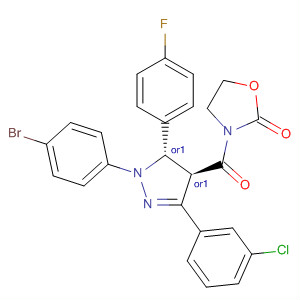 918497-83-3  2-Oxazolidinone,3-[[(4R,5S)-1-(4-bromophenyl)-3-(3-chlorophenyl)-5-(4-fluorophenyl)-4,5-dihydro-1H-pyrazol-4-yl]carbonyl]-, rel-