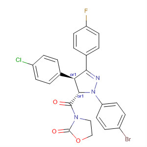 918497-99-1  2-Oxazolidinone,3-[[(4R,5S)-1-(4-bromophenyl)-4-(4-chlorophenyl)-3-(4-fluorophenyl)-4,5-dihydro-1H-pyrazol-5-yl]carbonyl]-, rel-