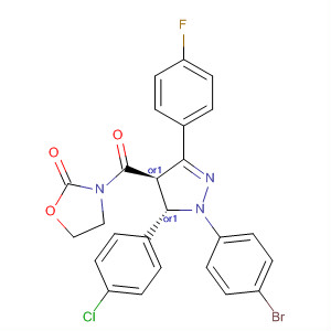 918498-00-7  2-Oxazolidinone,3-[[(4R,5S)-1-(4-bromophenyl)-5-(4-chlorophenyl)-3-(4-fluorophenyl)-4,5-dihydro-1H-pyrazol-4-yl]carbonyl]-, rel-