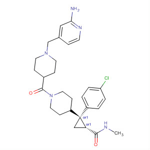 918500-91-1  Cyclopropanecarboxamide,2-[1-[[1-[(2-amino-4-pyridinyl)methyl]-4-piperidinyl]carbonyl]-4-piperidinyl]-2-(4-chlorophenyl)-N-methyl-, (1R,2R)-rel-