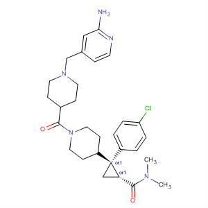 918501-45-8  Cyclopropanecarboxamide,2-[1-[[1-[(2-amino-4-pyridinyl)methyl]-4-piperidinyl]carbonyl]-4-piperidinyl]-2-(4-chlorophenyl)-N,N-dimethyl-, (1R,2R)-rel-