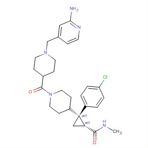 918501-48-1  Cyclopropanecarboxamide,2-[1-[[1-[(2-amino-4-pyridinyl)methyl]-4-piperidinyl]carbonyl]-4-piperidinyl]-2-(4-chlorophenyl)-N-methyl-, (1R,2S)-rel-