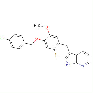 918506-89-5  1H-Pyrrolo[2,3-b]pyridine,3-[[4-[(4-chlorophenyl)methoxy]-2-fluoro-5-methoxyphenyl]methyl]-