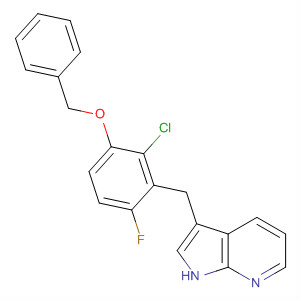 918509-58-7  1H-Pyrrolo[2,3-b]pyridine,3-[[2-chloro-6-fluoro-3-(phenylmethoxy)phenyl]methyl]-
