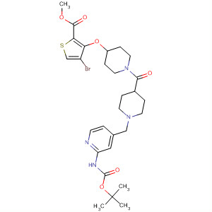 918535-56-5  2-Thiophenecarboxylic acid,4-bromo-3-[[1-[[1-[[2-[[(1,1-dimethylethoxy)carbonyl]amino]-4-pyridinyl]methyl]-4-piperidinyl]carbonyl]-4-piperidinyl]oxy]-, methyl ester