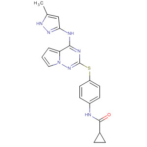 918537-97-0  Cyclopropanecarboxamide,N-[4-[[4-[(5-methyl-1H-pyrazol-3-yl)amino]pyrrolo[2,1-f][1,2,4]triazin-2-yl]thio]phenyl]-