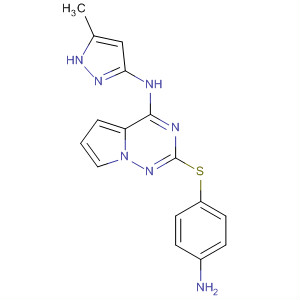 918538-07-5  Pyrrolo[2,1-f][1,2,4]triazin-4-amine,2-[(4-aminophenyl)thio]-N-(5-methyl-1H-pyrazol-3-yl)-