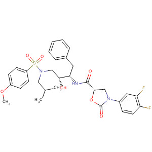 918542-72-0  5-Oxazolidinecarboxamide,3-(3,4-difluorophenyl)-N-[(1S,2R)-2-hydroxy-3-[[(4-methoxyphenyl)sulfonyl](2-methylpropyl)amino]-1-(phenylmethyl)propyl]-2-oxo-, (5S)-