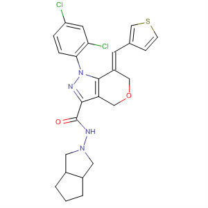 918546-76-6  Pyrano[4,3-c]pyrazole-3-carboxamide,1-(2,4-dichlorophenyl)-N-(hexahydrocyclopenta[c]pyrrol-2(1H)-yl)-1,4,6,7-tetrahydro-7-(3-thienylmethylene)-, (7Z)-