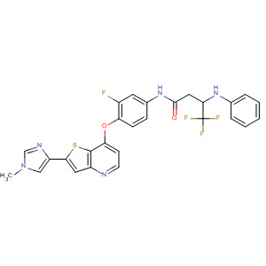 918641-37-9  Butanamide,4,4,4-trifluoro-N-[3-fluoro-4-[[2-(1-methyl-1H-imidazol-4-yl)thieno[3,2-b]pyridin-7-yl]oxy]phenyl]-3-(phenylamino)-