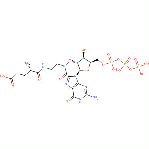 918656-31-2  Guanosine 5'-(tetrahydrogen triphosphate), 6-thio-,2'-[N-[2-[[(2S)-2-amino-4-carboxy-1-oxobutyl]amino]ethyl]carbamate]