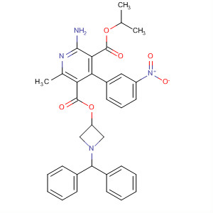 918659-10-6  3,5-Pyridinedicarboxylic acid, 2-amino-6-methyl-4-(3-nitrophenyl)-,3-[1-(diphenylmethyl)-3-azetidinyl] 5-(1-methylethyl) ester