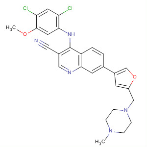 918660-38-5  3-Quinolinecarbonitrile,4-[(2,4-dichloro-5-methoxyphenyl)amino]-7-[5-[(4-methyl-1-piperazinyl)methyl]-3-furanyl]-