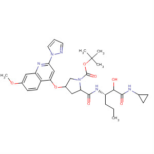 918662-53-0  1-Pyrrolidinecarboxylic acid,2-[[[(1S)-1-[2-(cyclopropylamino)-1-hydroxy-2-oxoethyl]butyl]amino]carbonyl]-4-[[7-methoxy-2-(1H-pyrazol-1-yl)-4-quinolinyl]oxy]-,1,1-dimethylethyl ester, (2S,4R)-