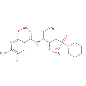 918785-46-3  1-Piperidinehexanoic acid,4-[[(6-amino-5-chloro-2-methoxy-3-pyridinyl)carbonyl]amino]-3-methoxy-, (3S,4R)-