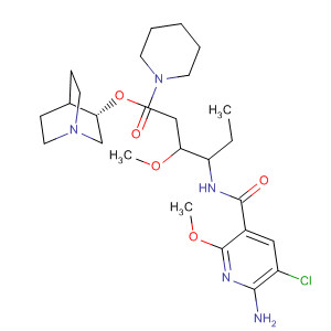 918785-55-4  1-Piperidinehexanoic acid,4-[[(6-amino-5-chloro-2-methoxy-3-pyridinyl)carbonyl]amino]-3-methoxy-, (3S)-1-azabicyclo[2.2.2]oct-3-yl ester, (3S,4R)-