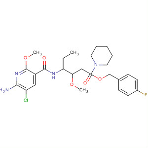 918787-54-9  1-Piperidinehexanoic acid,4-[[(6-amino-5-chloro-2-methoxy-3-pyridinyl)carbonyl]amino]-3-methoxy-, (4-fluorophenyl)methyl ester, (3S,4R)-
