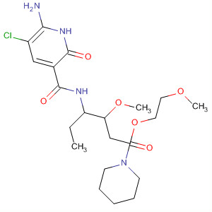 918788-30-4  1-Piperidinehexanoic acid,4-[[(6-amino-5-chloro-1,2-dihydro-2-oxo-3-pyridinyl)carbonyl]amino]-3-methoxy-, 2-methoxyethyl ester, (3S,4R)-
