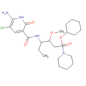 918788-39-3  1-Piperidinehexanoic acid,4-[[(6-amino-5-chloro-1,2-dihydro-2-oxo-3-pyridinyl)carbonyl]amino]-3-methoxy-, cyclohexyl ester, (3S,4R)-