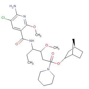 918827-49-3  1-Piperidinehexanoic acid,4-[[(6-amino-5-chloro-2-methoxy-3-pyridinyl)carbonyl]amino]-3-methoxy-, bicyclo[2.2.1]hept-2-yl ester, (3S,4R)-